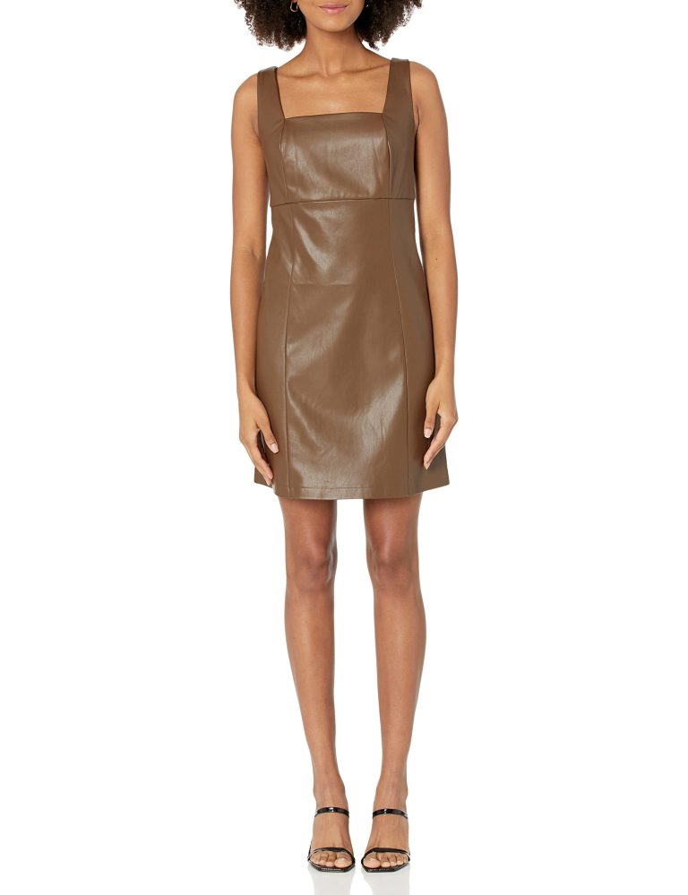 The Drop Women’s Hank Vegan Leather Square-Neck Mini Dress