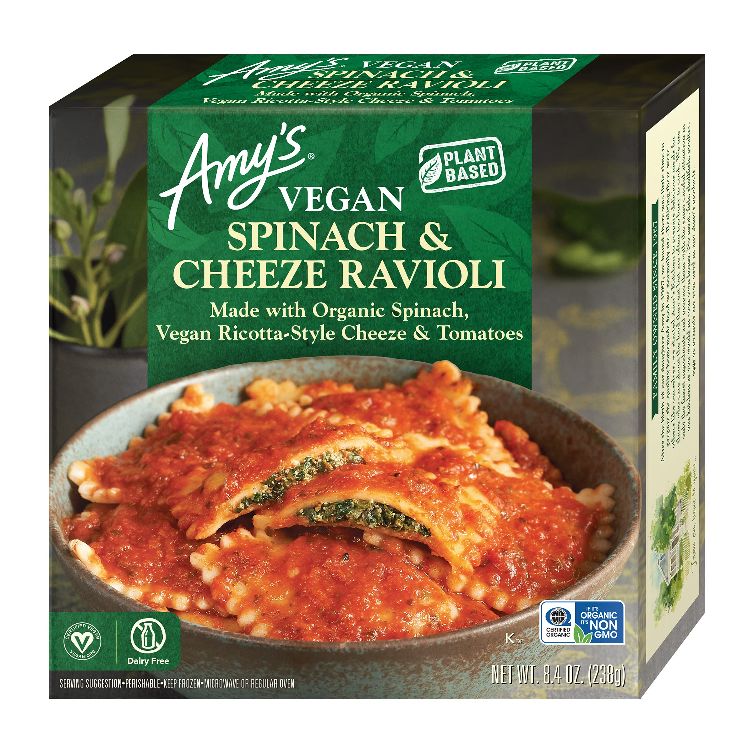 Amy's Vegan Spinach Ravioli Pasta Bowl