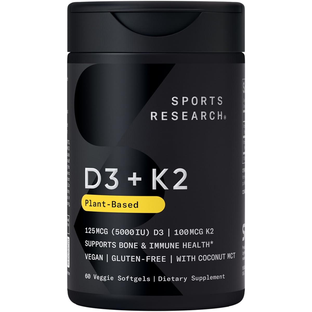 Sports Research Vitamin D3 + K2 with Coconut MCT Oil